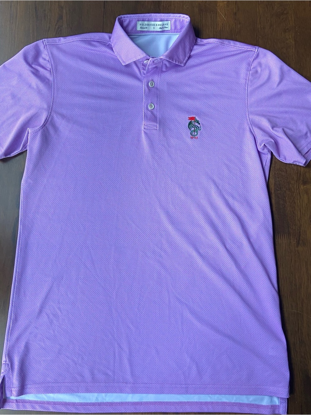Holderness Bourne Porter Golf Polo Mens S Purple MPCC Monterey Peninsula Dragon - Picture 3 of 9